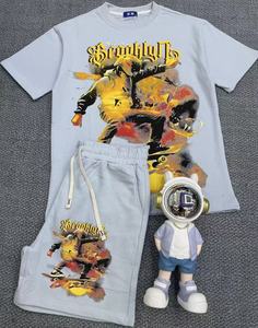 <span class=keywords><strong>T</strong></span>-<span class=keywords><strong>shirt</strong></span> court à imprimé graphique personnalisé sur toute la surface, style streetwear, coupe ample pour hommes et ensemble court deux pièces pour hommes - Product Image 6