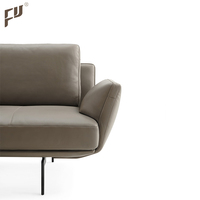 Großhandels-Rabatt Wohnzimmer-Couch I-förmiges Modulares Tiefes Breites Komfortables 4-Sitzer Modernes Graues Leder-Ecksofa