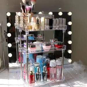 Clasificador de cosméticos, estante de almacenamiento transparente de escritorio apilable de desechos acrílicos de ranura grande, estante de almacenamiento para el hogar - Product Image 5