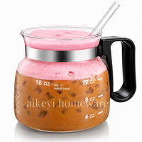 Mug en verre borosilicate de 16 oz avec poignée, couvercle anti-déversement, paille et graduations pour café glacé, thé et jus – Vente en gros