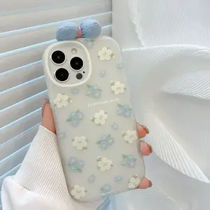 New factory price Mobile phone light blue white flower soft tpu case cell phone Cover for Iphone 14 12 13 11 pro Max XR