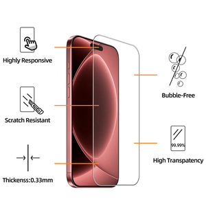 Protector de Pantalla Premium de Aluminio de 0.33mm para <span class=keywords><strong>iPhone</strong></span> 17 18 Pro Max, HD Transparente, Electrochapado, Antihuellas, Vidrio Templado - Product Image 1
