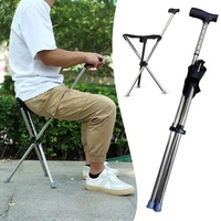 Canne de marche pliable en gros, chaise portable, bâton de randonnée avec siège et ceinture pour le camping en plein air, la pêche et les fêtes de jardin