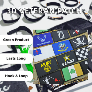 Tiga dimensi ramah lingkungan Veteran Amerika lencana kain kepar PVC karet silikon tali tempelan kait untuk pakaian taktis - Product Image 2