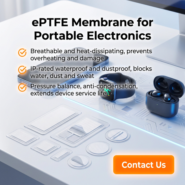 PTFE Waterproof Membrane 5X2mm Circle E-PTFE Hydrophobic Acoustics Transmission Custom Portable Electronic Vents
