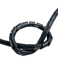 TYO Protector de Cables en Espiral de PE Negro de 6mm, Delgado, Flexible, Mini Funda para Cables de Laptop, Bicicleta Eléctrica, Cableado Automotriz 220V, 10M/Rollo