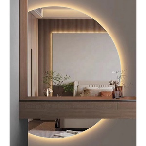 Luxury Big Half Moon Frameless LED Lighted Wall Mirror For Living Room Decoration Semicircle Half Round Mirror