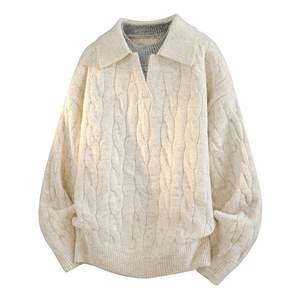 Pull en maille torsadée à col en V pour homme, taille européenne grande taille, deux pièces, polyester haut de gamme, vente chaude transfrontalière pour l'hiver - Product Image 3