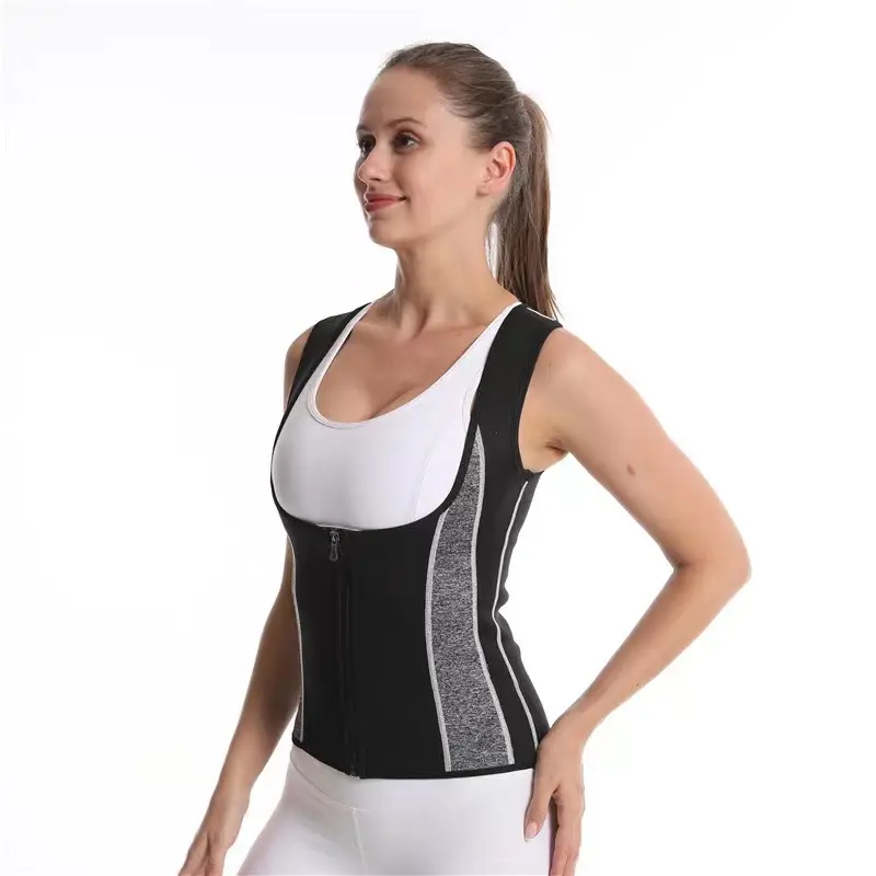 Gilet da donna con cerniera in neoprene per sauna Shaper per vita aderente corsetto per esercizi gilet Shaper