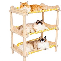Hamac pour chat à 3 niveaux en bois de pin, 24x15.7x26.8 pouces, avec housses respirantes et lavables, résistant aux griffures, pour intérieur