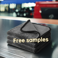 Serviettes de séchage en microfibre à double boucle torsadée sans bord pour le nettoyage et l'entretien des voitures, 1200 g/m²