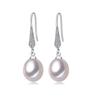 Boucles d'oreilles clous KAMMY vintage en argent sterling 925 avec perle naturelle d'eau douce en forme de riz 7-7,5 mm, tendance pour femme - Product Image 4