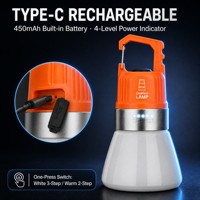 Lampe de poche de camping à changement de couleur RGB, mode dégradé de lumière ambiante, 8 couleurs, blanc, jaune, rechargeable par USB, étanche IPX4