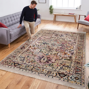Tapis en laine Oushak noué à la main, multicolores, motif floral abstrait, tapis turc sur mesure pour salon, bureau, maison, hôtels - Product Image 1
