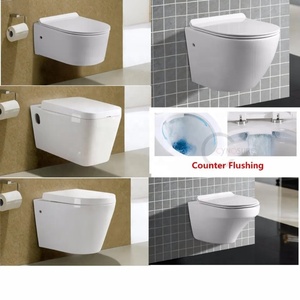 Inodoros Redondos Blancos Suspendidos en la Pared, sin Borde, para Baños de Casas de Campo, Villas y Apartamentos - Product Image 2