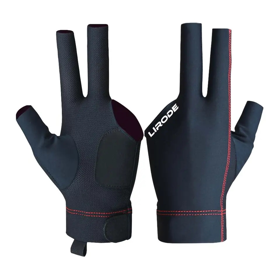 Gants noirs personnalisés à trois doigts, gants de billard, respirant, rosée, salle de balle, utilisé pour les fournitures de club