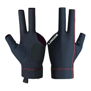 Черные перчатки с тремя пальцами на заказ, перчатки для бильярда, дышащие перчатки с пальцами в форме росы, для бала, для клубных принадлежностей, для бильярда