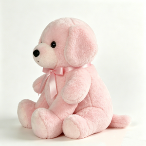 Peluche de perro rosa personalizado, peluche de cachorro, perro rosa sentado, peluche suave de cachorro rosa. - Product Image 4