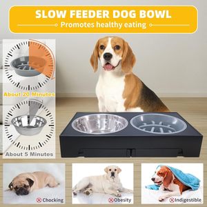 Comederos Elevados para Perros, Comedero Lento con 5 Alturas Ajustables, Ecológico, de Acero Inoxidable y Plástico ABS, para Uso en Interiores, para Perros y Gatos - Product Image 3