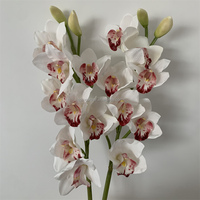 B-711 Décoration haut de gamme pour la maison et le bureau, fleurs artificielles, orchidées à toucher réel, arrangement floral, longue branche, orchidées blanches