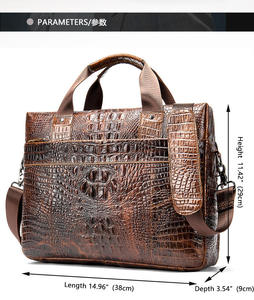 Sacoche Homme en Cuir Vachette Première Couche Effet Croco, Sac d'Affaires Décontracté pour Ordinateur Portable 14 Pouces - Product Image 3