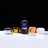 Base de lampe LED ronde en plastique à prix d'usine, alimentée par USB, support d'affichage lumineux pour boule de cristal 3D et œuvres d'art en verre acrylique