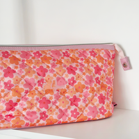 Sac de voyage matelassé extensible en polyester résistant à l'eau avec fermeture éclair, grande capacité, motif floral personnalisé, pour femmes, idéal pour le maquillage