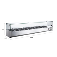 NE-1111 Comptoir de préparation de salades et sandwichs avec dessus en verre, 1,2 m, équipement de cuisine, refroidissement par air, avec bacs GN