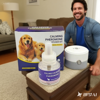 2025 vendeur chaud chien calmant phéromone diffuseur réduire l'anxiété des animaux de compagnie Stress confort chien Plug diffuseur Anti anxiété 60 jours d'approvisionnement