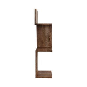Mensola angolare a zig-zag scultorea da parete in legno di mango, organizer per riporre oggetti, ideale per l'ingresso e il soggiorno. - Product Image 4
