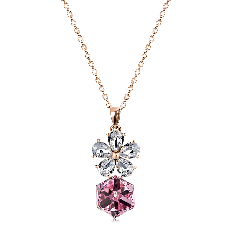 925 Silver with 18k Rose Gold Plated-Pink