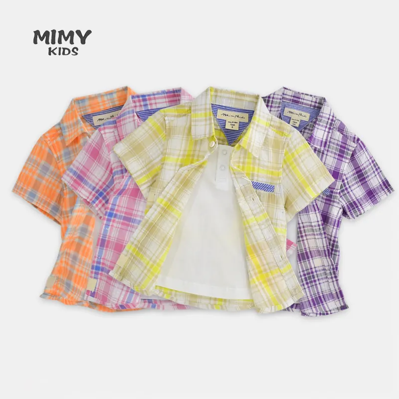 Mode Kinder Plaid Shirt Baumwolle zweiteilige Kurzarm Blusen Freizeit hemden Kinder Kleidung für 2-8 Jahre Jungen Mädchen Kleidung