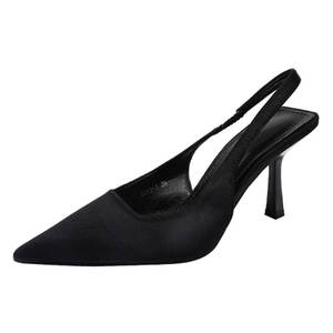 Nouvelles chaussures pour femmes été 2025 : sandales à talons aiguilles à bout pointu avec bride arrière - Chaussures uniques noires - Product Image 1
