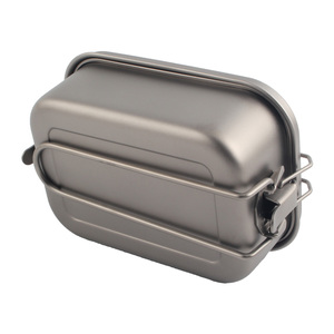 Ultralight Pure Titanium Mess Tin Portable Outdoor <b>Camping</b> Lunch <b>Box</b> with Foldable Handle Lightweight Bento Food Container - Product Image 5