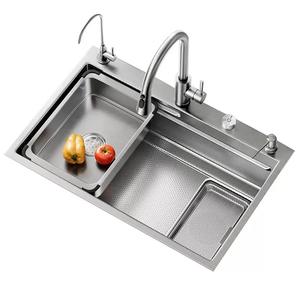 Fregadero de cocina de acero inoxidable 304 con una sola ranura, estilo cascada, con pantalla digital inteligente tipo teclas de piano. - Product Image 5