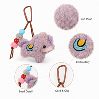 Porte-clés pendentif en peluche cheval bouclé mignon, animal du zodiaque, jouet doux et moelleux Kawaii, breloque de sac, cadeau du Nouvel An