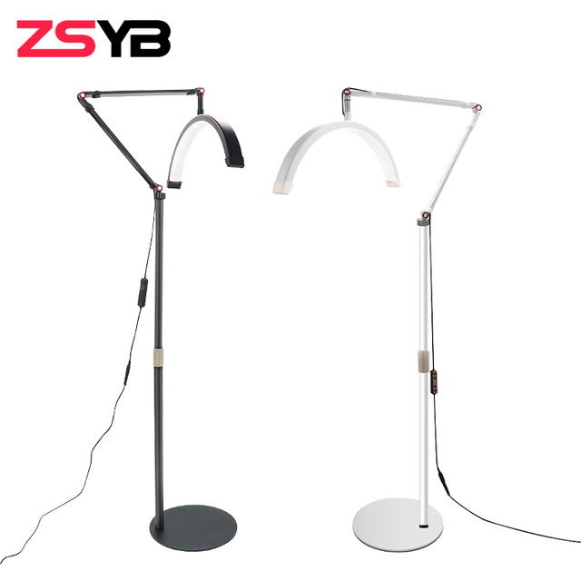 New Arrival Extension Adjustable Half Moon Light Floor White LED Stand Lamp for Eyelash Half Moon Light Beauty Eyelash Light