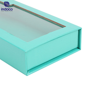 Boîte d'emballage personnalisée en bleu avec fenêtres en PVC, boîte cadeau, boîte en papier aimantée, boîte holographique - Product Image 1