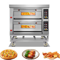 Four à gaz à double étage, 4 plateaux, grande capacité, équipement de boulangerie durable, four à convection au gaz commercial pour la cuisson du pain