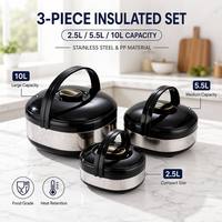 Lot de 3 boîtes repas isothermes empilables en acier inoxydable, ensemble chauffe-plats avec boîte colorée – Vente en gros usine