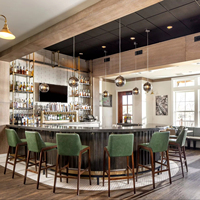 Mobilier d'hôtel chaises hautes métal velours rose or comptoir de bar tabouret table et chaises pour restaurant et bars