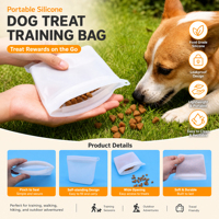 Sac de dressage pour chien en silicone étanche, couleur unie, en stock, pour promenades et friandises
