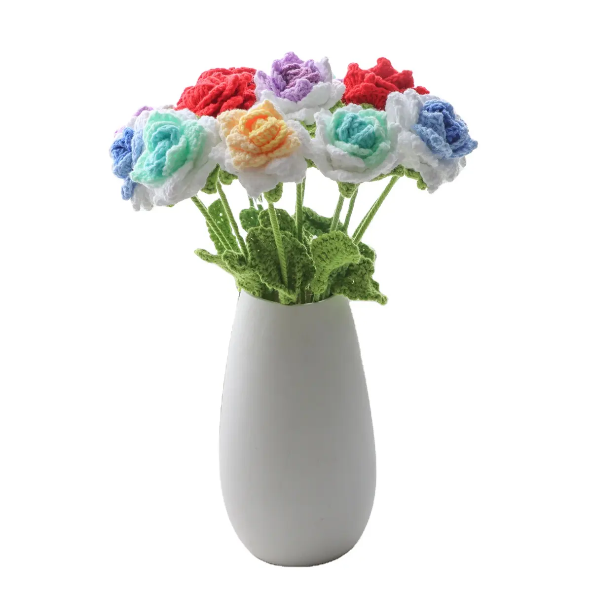 Yeni tasarlanmış el-dokunan sivri köşe gül tığ çiçek yapay bitki sevgililer günü hediyeleri için