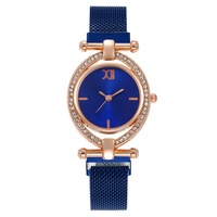 Montre à quartz ovale pour femmes, best-seller, sertie de diamants, avec bracelet magnétique
