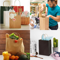 Sacs en papier kraft brun en gros avec poignées, réutilisables, personnalisables, recyclés, pour emporter, avec votre propre logo