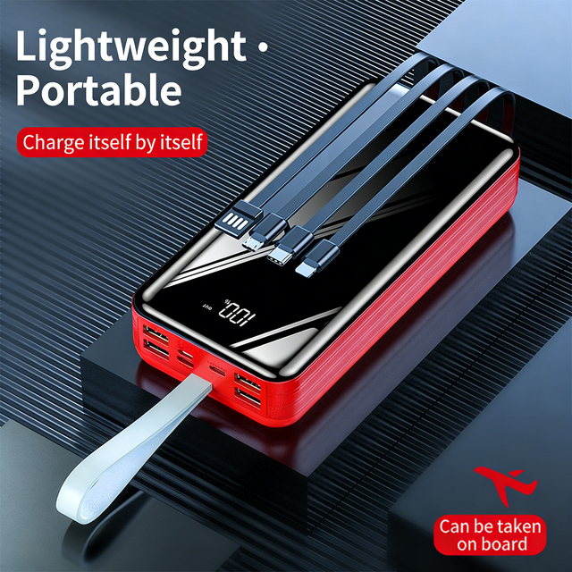 Large Capacity 30000mAh Power Banks High Capacity 4 USB Output Power Bank Portable Quick Charge Power Bank External Battery OEM