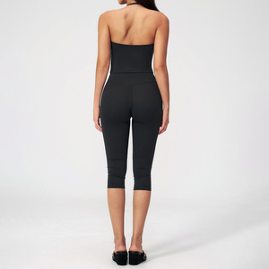Ensemble de <span class=keywords><strong>sport</strong></span> pour <span class=keywords><strong>femme</strong></span> CIYING : Leggings <span class=keywords><strong>capri</strong></span> taille haute ultra doux et haut court personnalisé avec logo – Idéal pour la détente et l'entraînement - Product Image 3