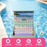 Ensemble de Mahjong flottant américain comprenant des dés blancs, des tuiles de Mahjong flottantes et un tapis flottant, table de Mahjong flottante.