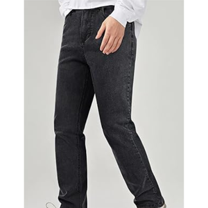 Jean en denim délavé mi-lourd pour homme, taille haute, coupe droite, en coton/élasthanne, style décontracté streetwear - Product Image 2