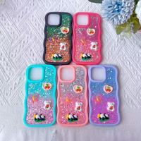 Coque de téléphone de luxe pour iPhone 16, style fille, bord ondulé coloré, résine, poudre de paillettes de diamant, gel, vente chaude de l'usine BAILI